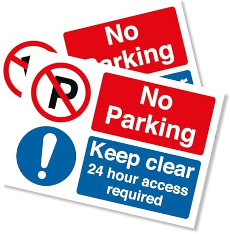 Punkcards - No Parking Sign - 2 Pack - “No Parking Keep Clear 24 hour Access Required” - Safety Sign - Warning - A4-210mm x 297mm - 3mm Correx