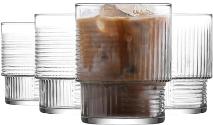 LAV 6X 325ml Helen Whiskygläser Stapeln - Glas Schneiden Whiskey Rum Wodka Gin Scotch EIS Altmodisch Cocktail Trinken Becher Geschenkset