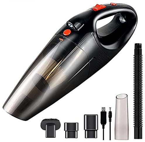 Handheld Vacuum Cordless, Car Vacuum Cleaner Cordless Rechargeable Wet Dry Dual Use Cordless Vacuum with LED Light, Car Hoover Cordless, Portable Handheld Vacuum Cleaner for Home, Car, Pet, Office