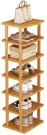 GAESHOW Scarpiera a 7 Livelli, Scarpiera Stretta e Alta, Organizzatore di Scarpe Impilabile, Scaffale Portascarpe in Legno 25 x 23 x 115cm Scarpiere Verticale per Ingresso, Soggiorno, Camera da Letto