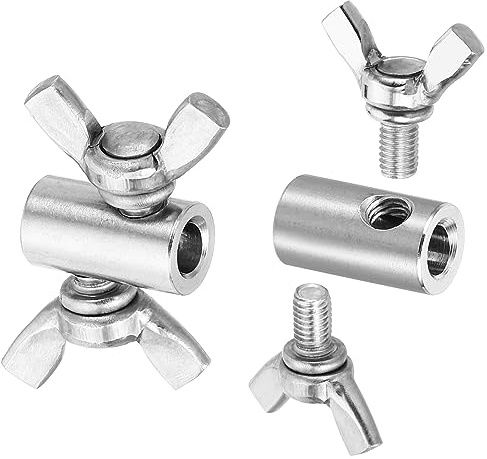 PATIKIL 6mm Hål Wire Rope Clips, 2st 304 rostfritt stål Unikt Hål Hand Twist Klämmor Fästelement Skruvar för stål tråd, Silver