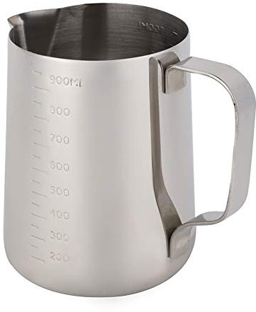 Pichet à mousse de lait en acier inoxydable, pichet à vapeur de lait Pichet à mousse de lait en acier inoxydable Pichet à café Cappuccino Café Latte Art Cup Steaming Pitcher for Office Kitchen (10 * 9