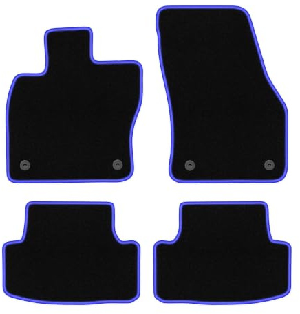 Wielganizator Alfombrillas de Coche de Terciopelo a Medida, compatibles con Seat Ateca Crossover 2016, Accesorio para Coche, 4 Piezas, Color Negro y Azul