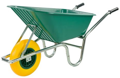 KCT 110L Green Garden Builders Heavy Duty Wheelbarrow with Puncture Proof Solid Tyre Wheel