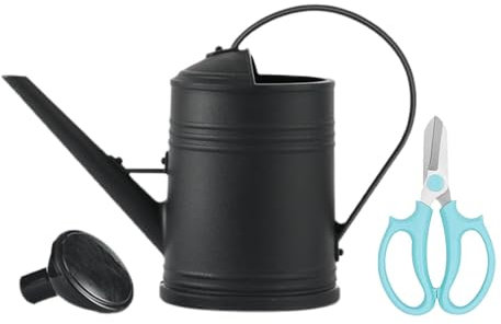 perfk Regadera de 2L, regadera, Boquilla extraíble, Boca Ancha con Mango cómodo, Moderna, fácil de Usar para Plantas de Interior y Exterior, Negro