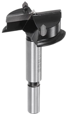 sourcing map Forstner, punta da trapano da 40 mm, in carburo di tungsteno ispessito, 2 scanalature, punte Forstner con codolo rotondo, per la lavorazione del legno e la foratura