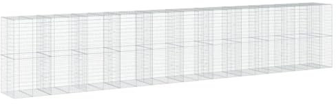 vidaXL Gabionkorg med skydd 1050x100x200 cm galvaniserat järn, gabionkorg, stenmur, gabionmur, gabionkorgar, stenmurar, gabinmurar, gabionvägg