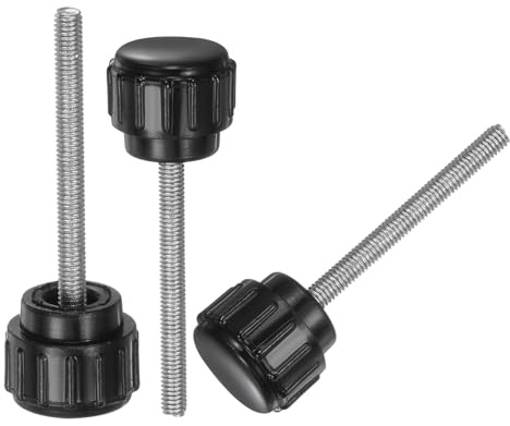 sourcing map 20pcs M3 x 30mm Male Thread Knurled Knobs, Thumb Screws Clamping Knobs Grip 14mm Plastic Round Head Hand Knobs Thumbscrews, Black