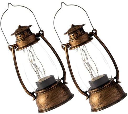 WHAMVOX 2stücke Elektronische Petroleumlampe Aus Kunststoff Flammenlos Vintage Öllampe Für Innenbereich Dekoration Camping Wandern Notbeleuchtung Petroleumlampenöl Petroleumlampe