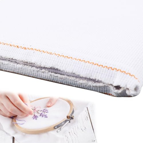 Kreuzstich Stickerei Stoff Aida Stoff zum Sticken Kreuzstich Stoff Baumwolle DY Sticken Stoffs Stickstoffs zum Stickens Tuch 14 CT Kreuzstichstoff mit 1 Messlineal für Näharbeit