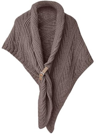 Damen Dreieckschal Schultertuch Schal Poncho Cape Herbstschal Winter Gestrickt Warm Dekorativ Umschlagtuch Winterschal Halstuch Kopftuch Dreieckstuch Strickwolle Strickschal für (Coffee, One Size)