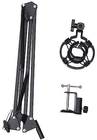 TOYANDONA 1ensemble Support De Microphone Métal Avec Bracket Antichoc Portable Pour Enregistrement Studio Et Diffusion Noir