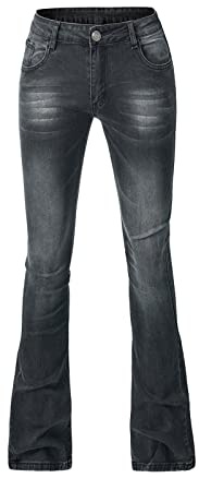NATHGAM Flare Jeans for Women Mid Waisted Stretchy Skinny Bootcut Denim Pants Teen Girls Sexy Slimming Bell Bottom Trousers Black