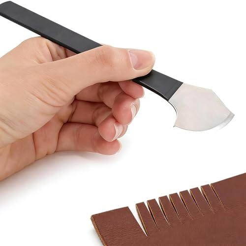 YUMILI Cuchillo de corte de cuero, cuchillo de esquilar cuero, herramienta de artesanía de cuero con bolsa de almacenamiento, cuchillo de cuero hecho de acero de alto manganeso para cortar cuero