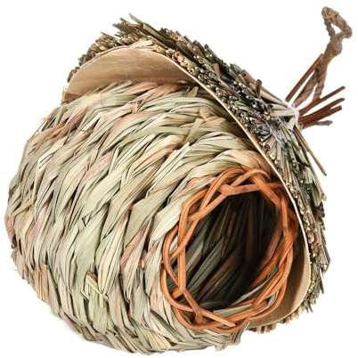 Colibrì Nido per uccelli | Nido per uccelli in tessuto creativo | Nido decorativo per uccelli | Erba di canna tessuta a mano casetta per uccelli per giardino, terrazza, prato