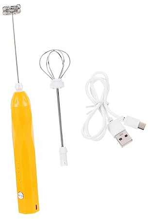 Handheld Electric Egg Whisk Mixer Abs Stainless Steel | USB Powered, Yellow Finish, Home and Bar Use, Easy to Load and Unload, for Whisking Eggs