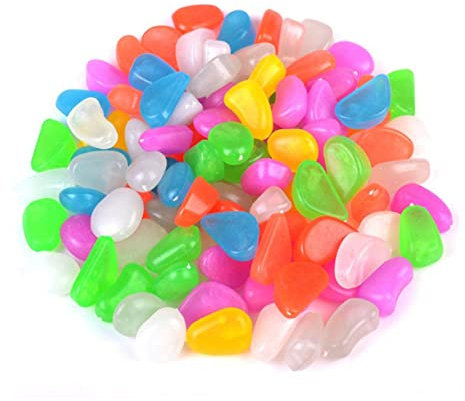 Garneck 100stücke Teiliges Leuchtende Kieselsteine Fluoreszierende Cobblestones in Mischfarben Uv-licht-aktivierte Dekosteine Für Aquarium Garten Und Langlebig Und Wetterfest