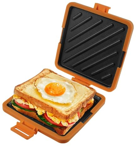 PATNFR Microonde toastie Sandwich Maker Microonde Wireless Toastie Maker Heatwave Tecnologia Sandwich Tostapane Piatto antiaderente per cucinare deliziosi panini croccanti (arancione)