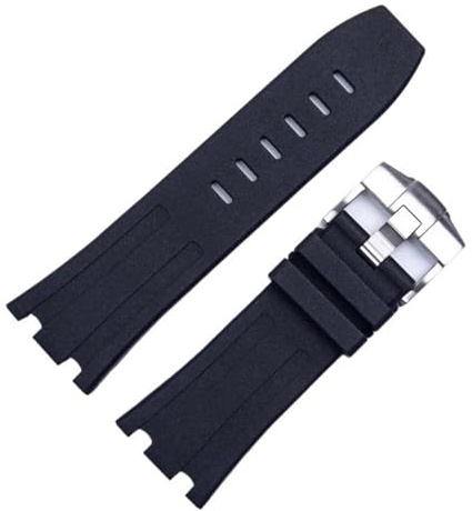 IRFKR Bracelet de montre de Sport en caoutchouc Silicone, pour Audemars et Piguet Royal Oak, Original AP 15710 26470, 28mm, accessoires(Black-silver)