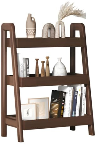 Libreria a scala in legno, scaffale aperto comodino per soggiorno, ufficio, camera da letto