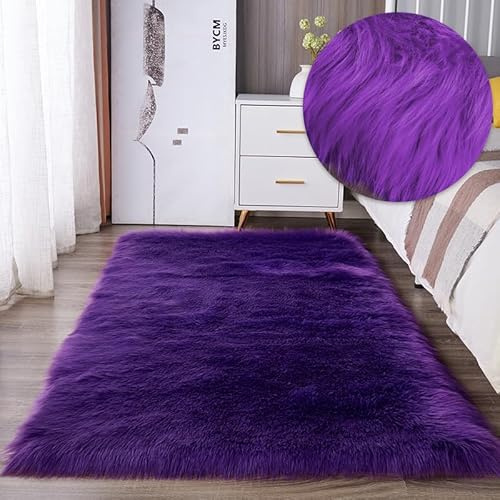PAOSYTQQ Alfombra de Pelo Largo de Piel de Oveja Artificial Piso de Lana Suave y esponjosa cojín Suave Alfombra esponjosa Artificial Suave decoración del hogar 120x170cm
