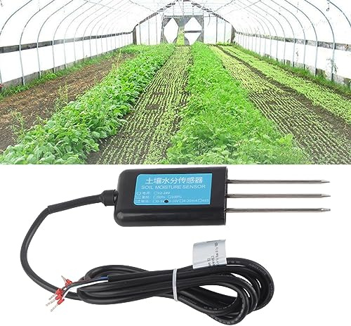 Brrnoo Thermomètre de Sol, Compteur d'eau pour Plantes d'extérieur Thermomètre de Sol pour Le Jardinage avec Une Réponse Qui Fournit des Données Rapides ABS 12-24 V, Capteur de en Acier Inoxydable