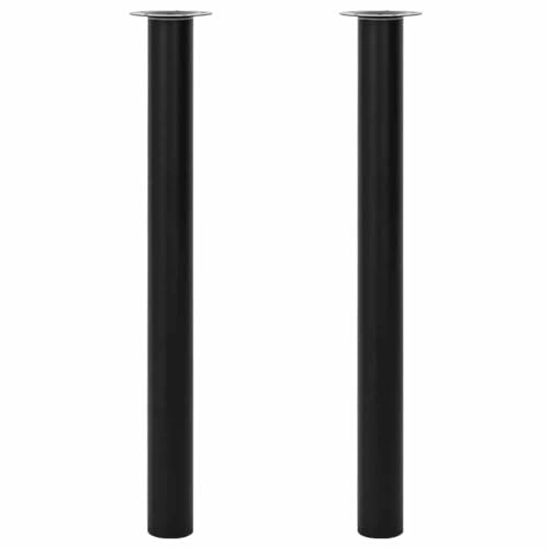 Zeehear Lot de 2 pieds télescopiques noirs réglables en hauteur - 710 à 1100 mm - En métal robuste - Pour bureaux, plans de travail, meubles - Diamètre : 60 mm