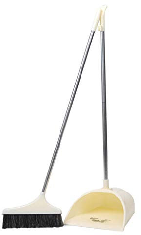NLIAN- Ensemble de Balayette et Pelle À Balai, Boucle de La Poignée Scratching Design 90cm Long Handle for Home Kitchen Room Office Lobby Floor Use Dustpan Broom Set