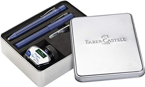 Faber-Castell 201506 - Gripset 2011, Grip Füller Feder M, ein Kugelschreiber, inklusive Tinte und Konverter, blau