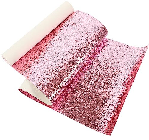 MAGICLULU Glitzerndes Pu Kunstlederblatt Rosa 20x120cm Grobe Pailletten Selbstgemacht Schmuck Basteln Zubehör
