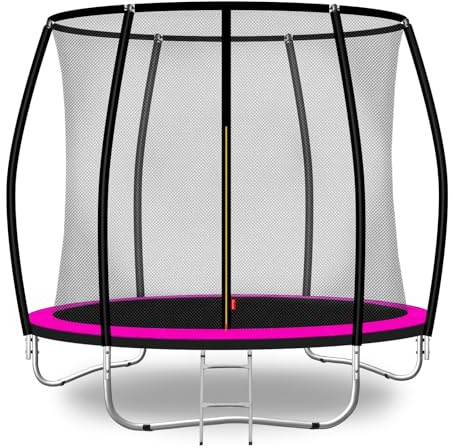 Baunsal® Trampolin Outdoor Ø 183 cm (FGIS) pink-schwarz als Komplettset Gartenspielzeug Kindertrampolin Gartentrampolin rund Garten Spielzeug für Kinder