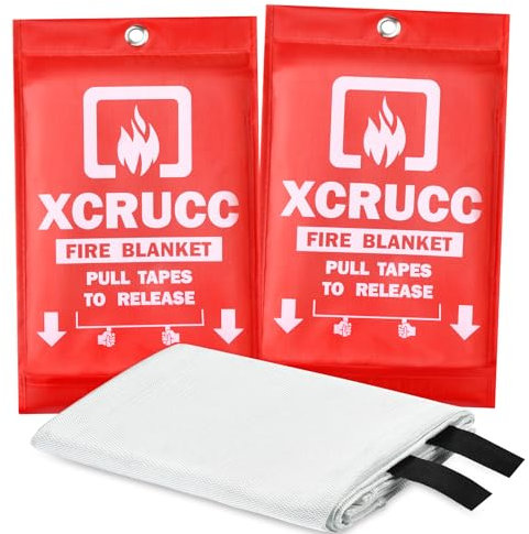 Heavy Duty Emergency Fire Blanket for Home and Kitchen - 2 Pack 40x40 Fiberglass Fire Blankets for House Camping Car Office Warehouse Emergency Survival Safety