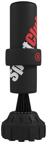 SPORTNOW Boxsack Stehend, 65-175 cm Standboxsack Kickboxsack Punchingsack mit Saugfuß, Boxbandagen, Boxtraining Geräte für Boxen, Kickboxen, Kunststoff, Schwarz