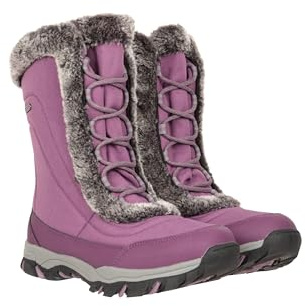 Mountain Warehouse Ohio Womens Snow Boots - Snow Proof Ladies Faux Fur Shoes, Thermal Tested -20 °C, IsoTherm - Winter Skiing, Winter Sports, Walking Dark Purple Adult Shoe Size 6