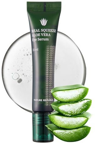 NATURE REPUBLIC REAL SQUEEZE ALOE VERA AUGENSERUM, Hochkonzentrierte Aloe Vera 200:1, Mit Hyaluronsäure und Niacinamid, Korean Skincare