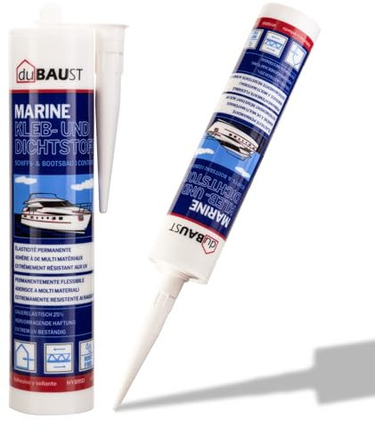 dubaust BOT24 - Sigillante per barca, nave e yacht, per interni ed esterni, resistente ai raggi UV, su tutte le superfici, per barche, 290 ml (1, bianco)