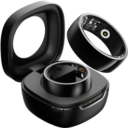 Smart Ring Android Fitness Tracker Ring Smartringe für Herren Damen Smart Ring Herzfrequenz Wasserdicht Smartring mit Schrittzähler Schlaftracker Ring iOS Smart Workout Fitness Ring Edelstahl