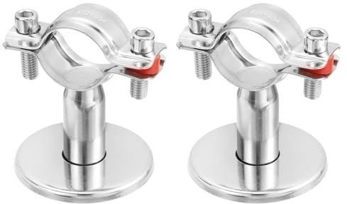 sourcing map 2 Pack Pipe Support, Stainless Steel Pipe Support Bracket, Pipe Strap Clamp with Screw for Dia 32mm Pipe Tube