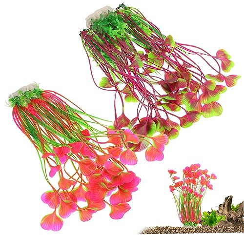 BCOATH 2stücke Herzdesign Aquarium Dekoration Kunststoffpflanzen Für Fischbecken Lebensechte Künstliche Pflanzen Sicher Für Aquarien Und Terrarien Pflegeleicht Und Langlebig