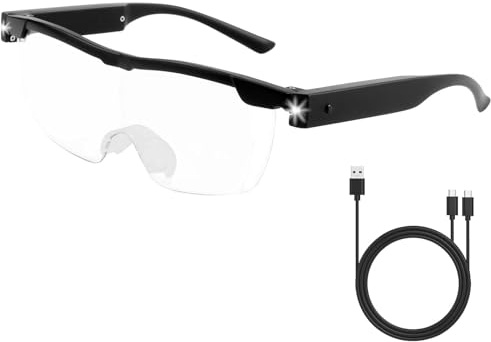 180% Magnifying Glasses for Hobbies, Reading Wearable Glasses with 2 LED Lights 1.8X Magnify Sight Spectacles for Hobbies Elderly Close Work Reading Jewellers Repairing