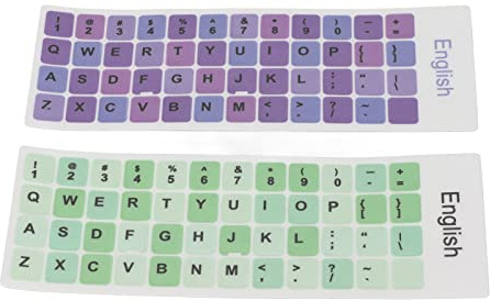 Aumotop Keyboard Stickers Colorful English Language Coating PVC Keycaps Stickers for All Laptops Desktops (B)