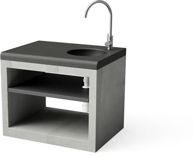 MAESTRO FERRETERO TUOZI - Mudule Kitaway Pure Origin mit Spüle und Wasserhahn für vorgefertigten Grill (grau - 84 x 63 x 63 cm) - Verwendung im Freien