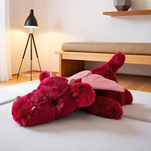 TRAVELKNOT Viktgosedjur drake gosedjur röd vikt fylld djur drake stor mjuk leksak mjuk leksak söt mjuk present för barn och vuxna 48cm 1kg