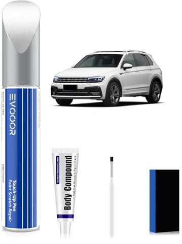 EVOOOR (LC9A/0Q) Pure White Kit de retouche peinture automobile avec effaceur de rayures pour Volkswagen/VW, Réparation des rayures pour voiture, Solution rapide et facile pour la réparation