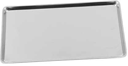 MUCKLILY Plateau de Service INOX en Acier Inoxydable Rectangulaire Finition Polie, Design Simple et Fonction de Rangement pour Camping et Fête Alimentaire