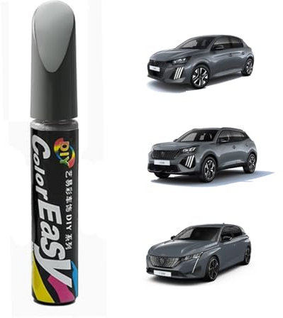 Treesiche Peinture de retouche pour Peugeot 2 en 1 Stylo de peinture pour voiture Répare les rayures et les éclats Selenium Gris (ELD)