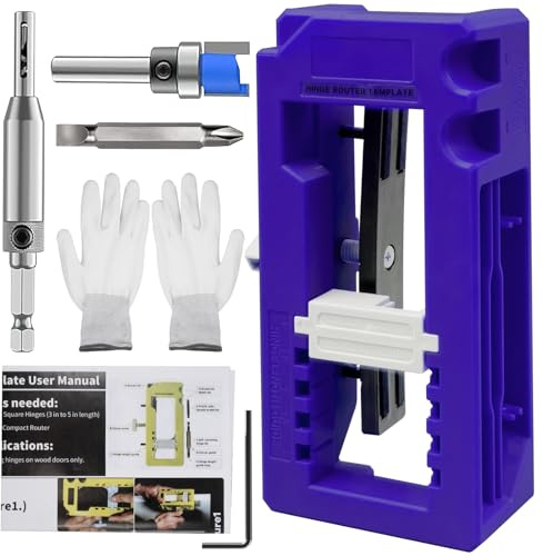 Door Hinge & Door Latch Installation Kit, DoorHinge Mortiser Template | Door Latch Installation Kit for Fitting and Woodworking Template Helps Align Hinges and Mortise Cuts (Blue)