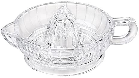 BAFOVY Squeezer di Limone Manuale, Spremiagrumi di Vetro di Cristallo per Agrumi, Spremiagrumi Arancione, Facile da Usare e Lavastoviglie, Ideale per Limonata, Cocktail, Trasparente, 17 X 7 Cm,