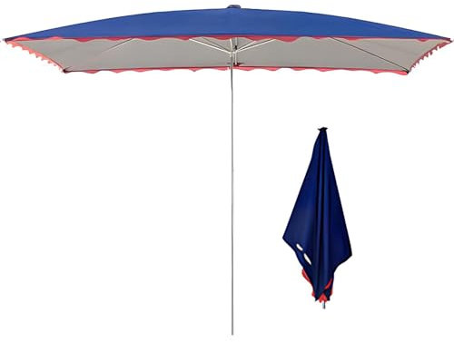 200x150cm Ombrellone da Giardino Anti UV 50+ Rettangolare Ombrellone da Mercato 6 Stecche Regolabile in Altezza Ombrellone da Esterno per Cortile Balcone Terrazza Patio(Blue)