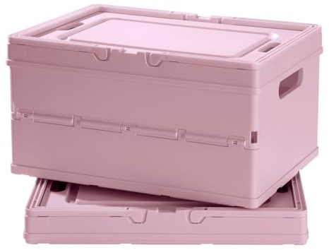 ZLLkeji 2er Set Klappboxen mit Deckel & Griff – Stabil, stapelbar, platzsparend zusammenfaltbar, kinderleicht aufbaubar, als Aufbewahrungsbox für Kleidung, Spielzeug, Schuhe, Lebensmittel